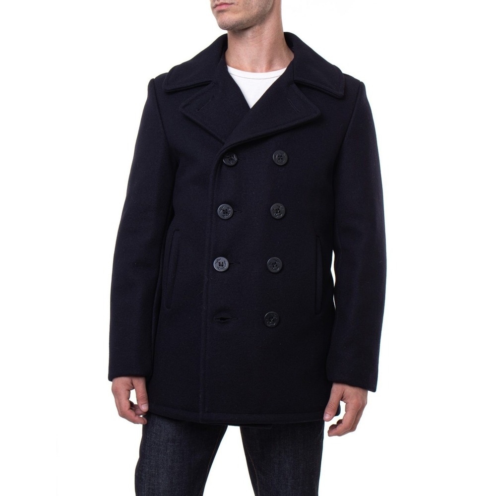 Schott N.Y.C. Wool Pea Coat Jacket USN 740N US Black Men's Size 40 Made in USA